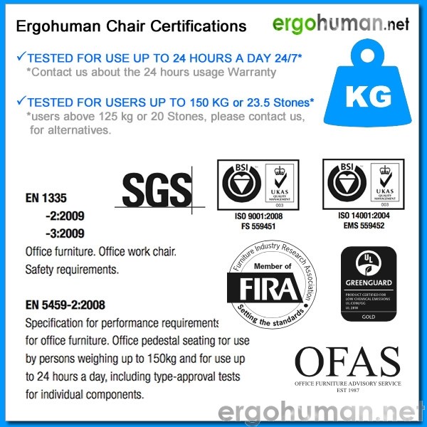 Ergohuman Chair Certifications Ergohuman Chair Certifications