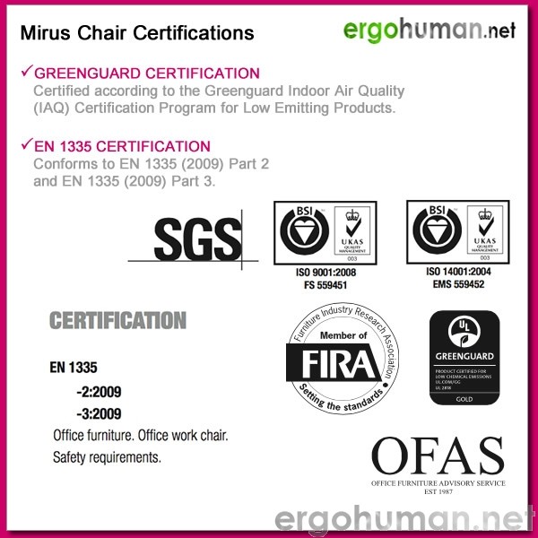Mirus Chair Certifications Mirus Chair Certifications